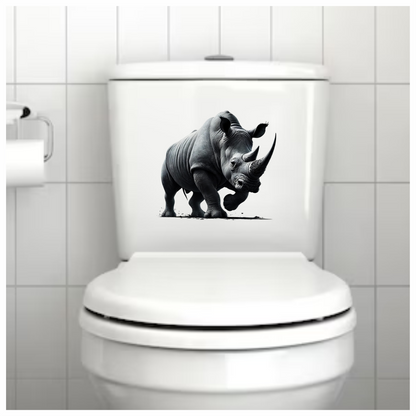 White Rhinoceros Strong Stance Vinyl Sticker Decal.