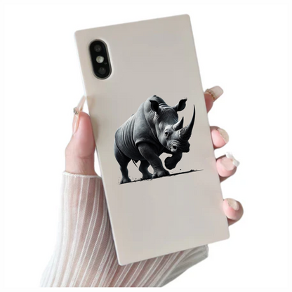 White Rhinoceros Strong Stance Vinyl Sticker Decal.