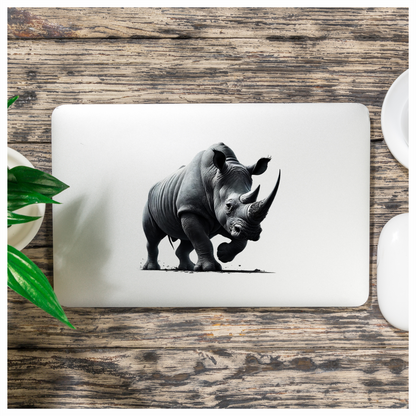 White Rhinoceros Strong Stance Vinyl Sticker Decal.