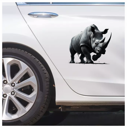 White Rhinoceros Strong Stance Vinyl Sticker Decal.