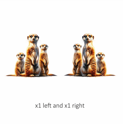 Three Meerkats Standing Together Brown Vinyl Sticker Decal.