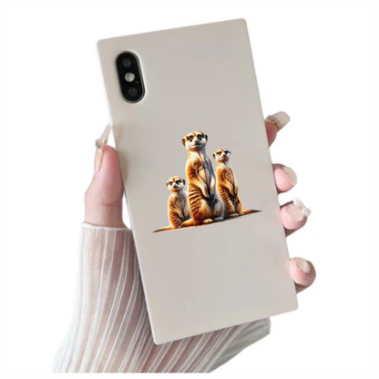 Three Meerkats Standing Together Brown Vinyl Sticker Decal.
