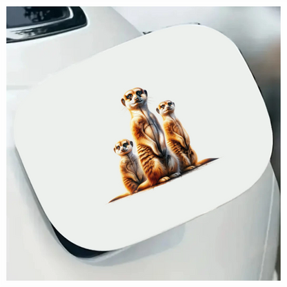 Three Meerkats Standing Together Brown Vinyl Sticker Decal.