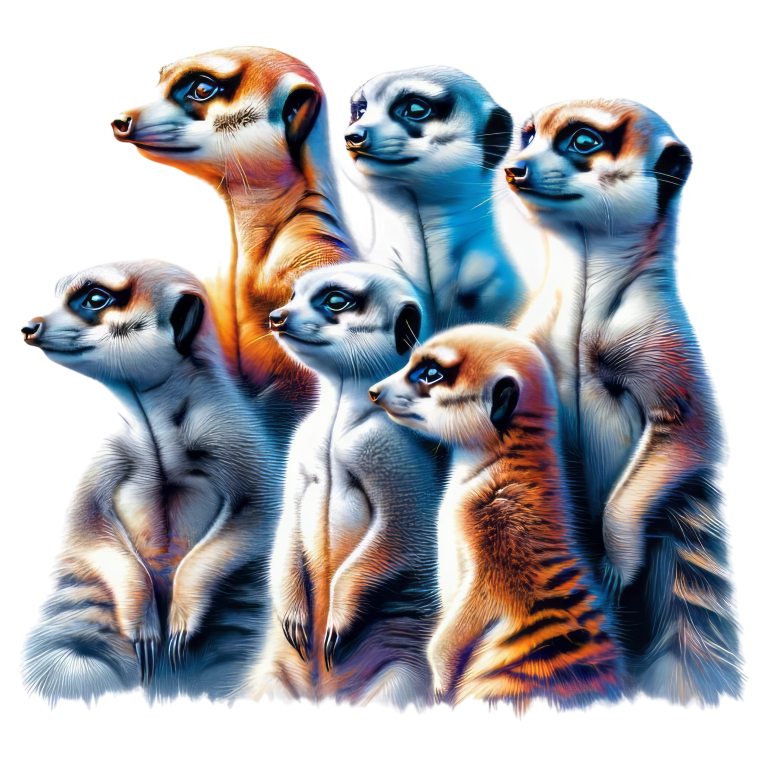 Group of meerkats on a white background inyl sticker.