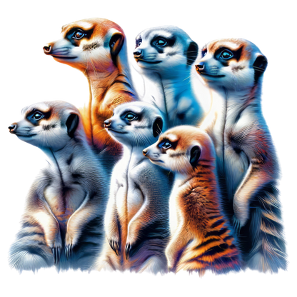 Group of meerkats on a white background inyl sticker.
