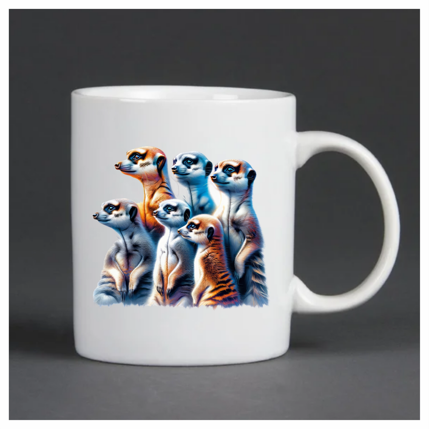 Six Meerkats Standing Together Orange Vinyl Sticker Decal.