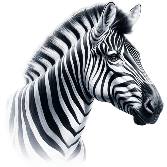 Zebra head with black and white stripes on a white background vinyl sticker.