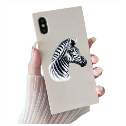Zebra Head Black White Plains Vinyl Sticker Decal.