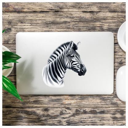 Zebra Head Black White Plains Vinyl Sticker Decal.