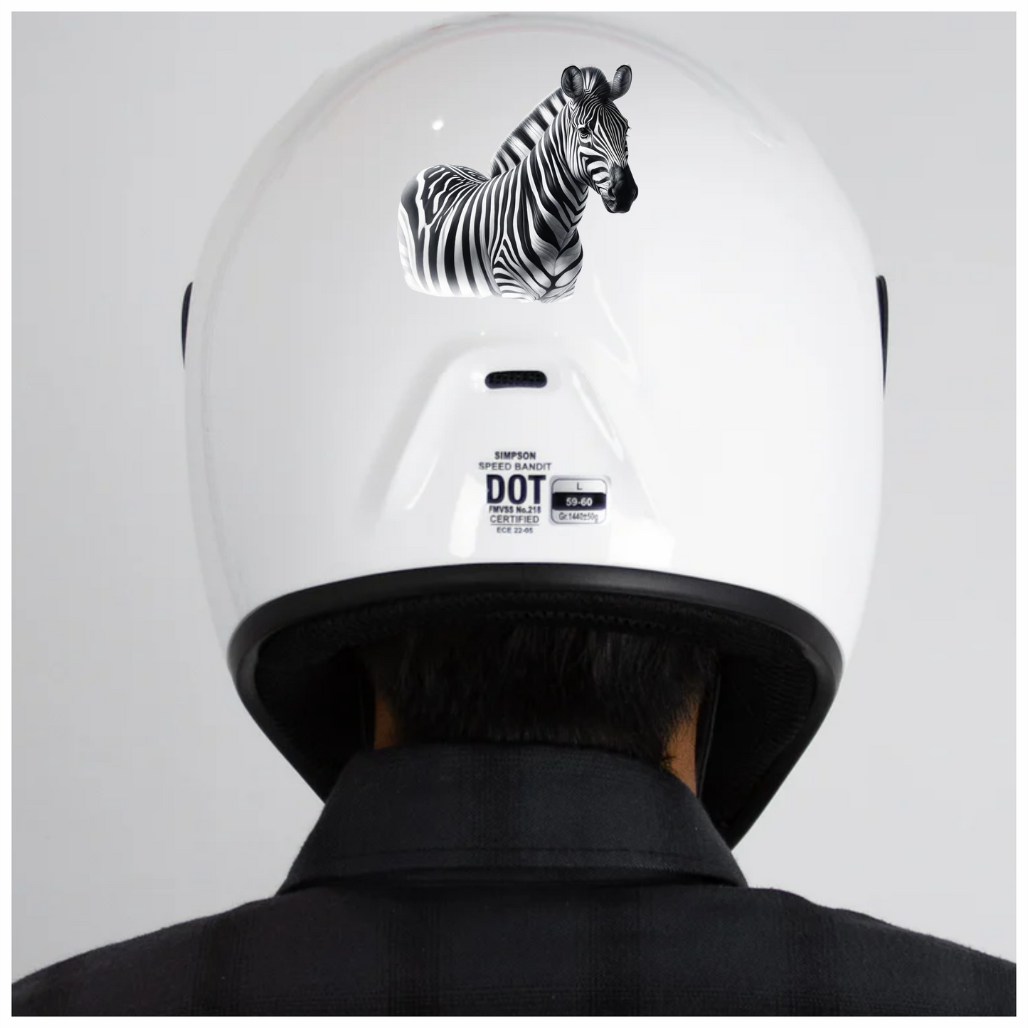 Zebra With Black Stripes Plains Vinyl Sticker Decal.