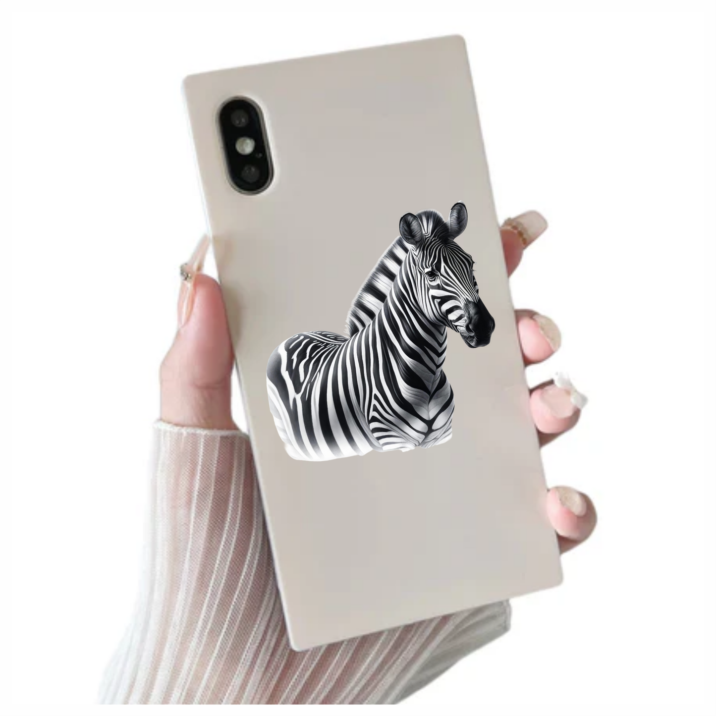 Zebra With Black Stripes Plains Vinyl Sticker Decal.