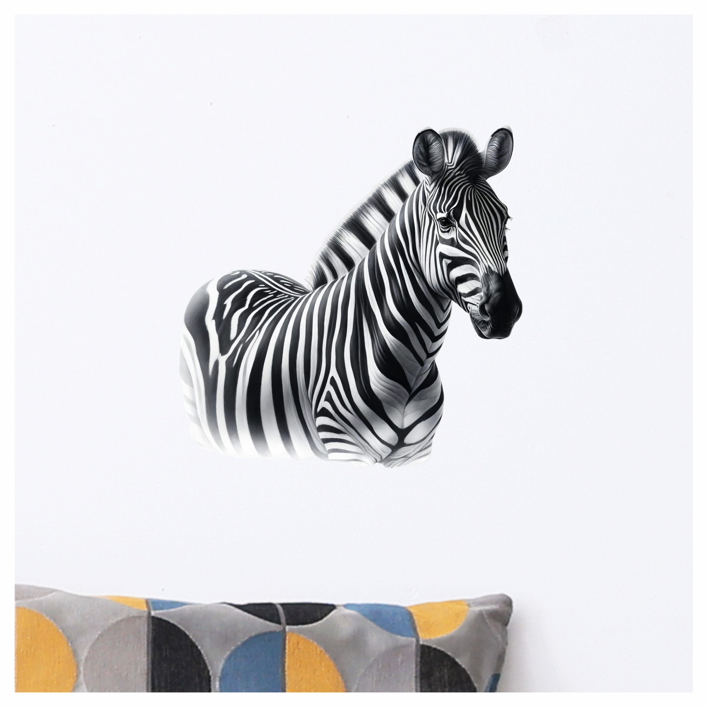 Zebra With Black Stripes Plains Vinyl Sticker Decal.