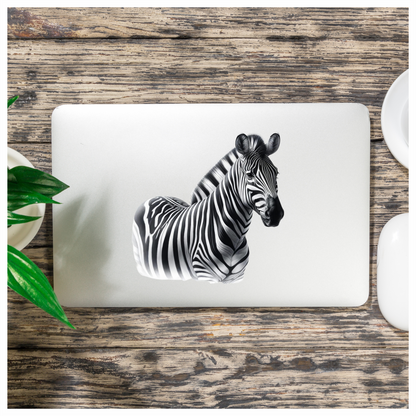 Zebra With Black Stripes Plains Vinyl Sticker Decal.