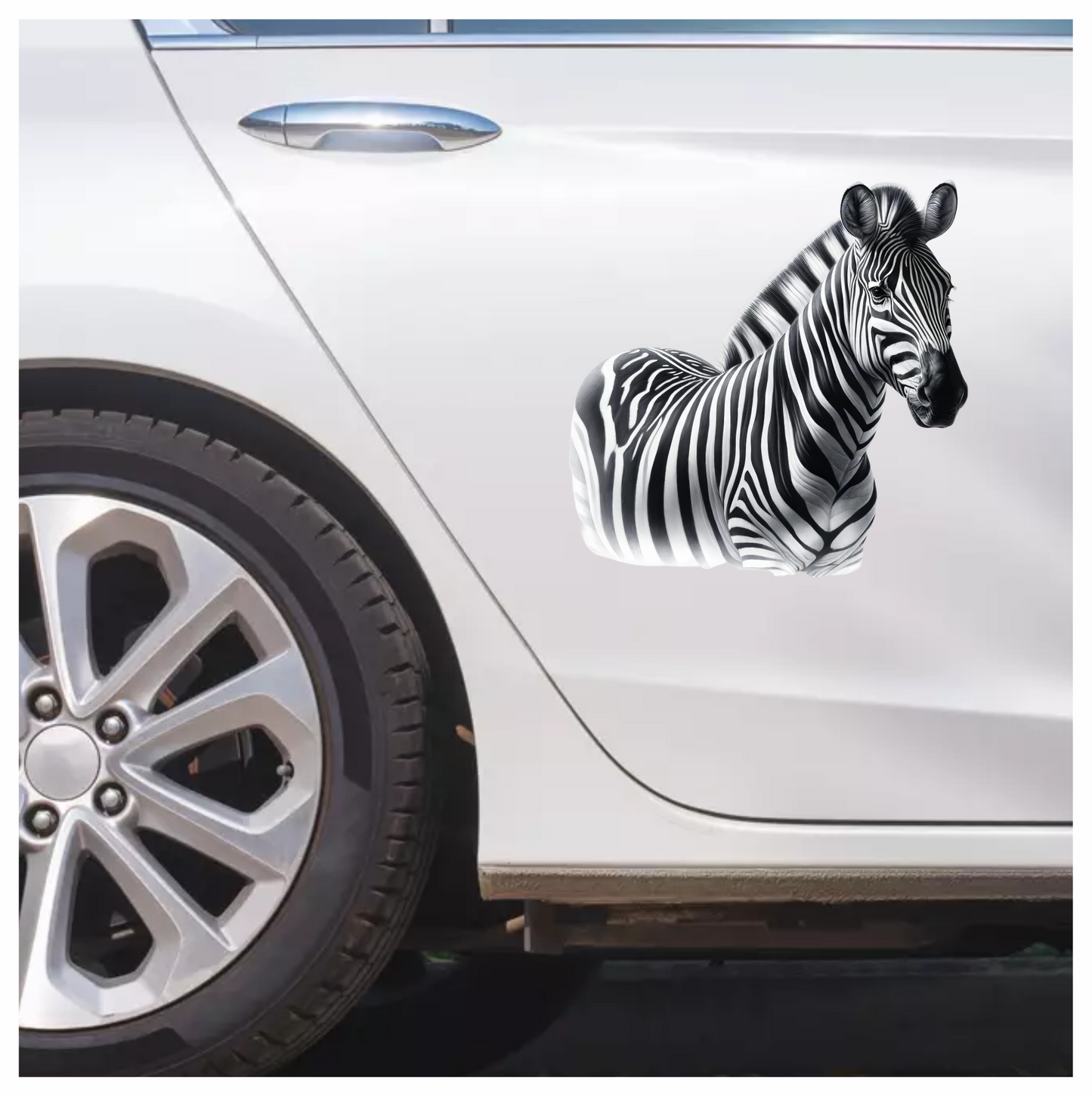 Zebra With Black Stripes Plains Vinyl Sticker Decal.