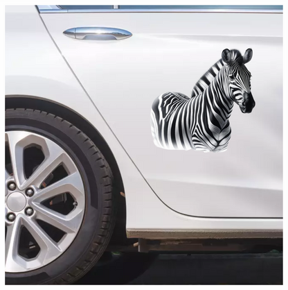 Zebra With Black Stripes Plains Vinyl Sticker Decal.