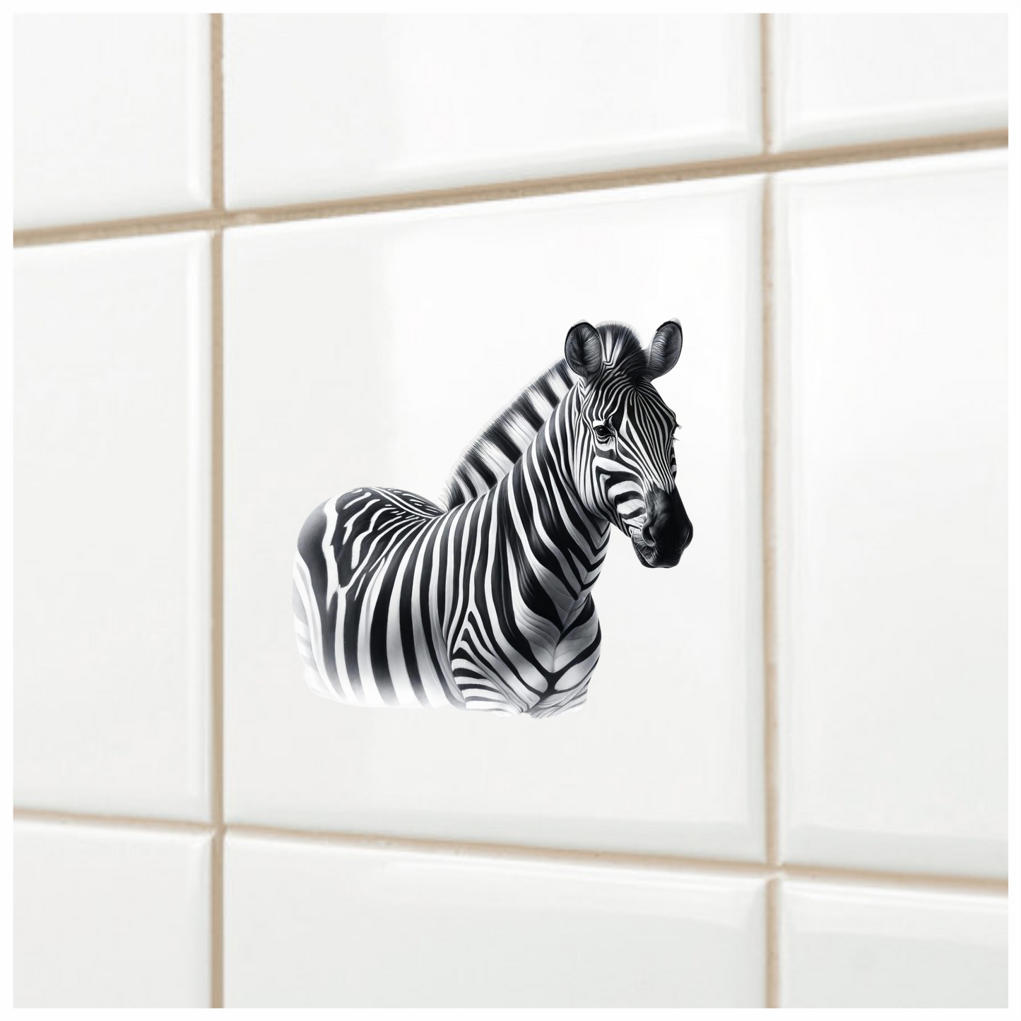 Zebra With Black Stripes Plains Vinyl Sticker Decal.