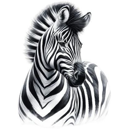 Black and white zebra illustration on a white background vinyl sticker.