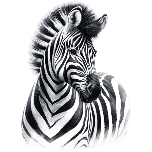 Black and white zebra illustration on a white background vinyl sticker.