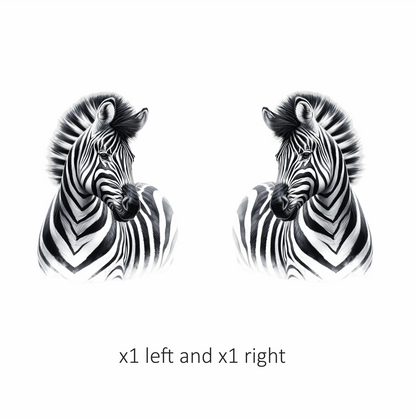 Black And White Plains Zebra Portrait Vinyl Sticker Decal.