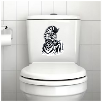 Black And White Plains Zebra Portrait Vinyl Sticker Decal.