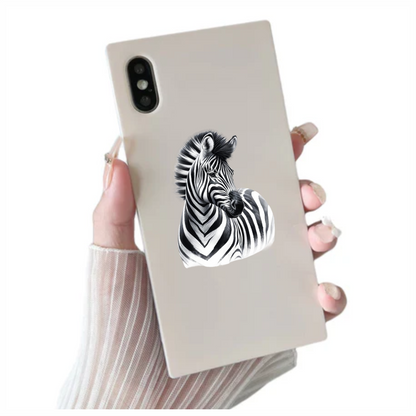 Black And White Plains Zebra Portrait Vinyl Sticker Decal.