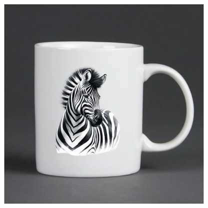 Black And White Plains Zebra Portrait Vinyl Sticker Decal.