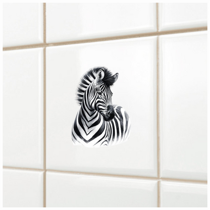 Black And White Plains Zebra Portrait Vinyl Sticker Decal.
