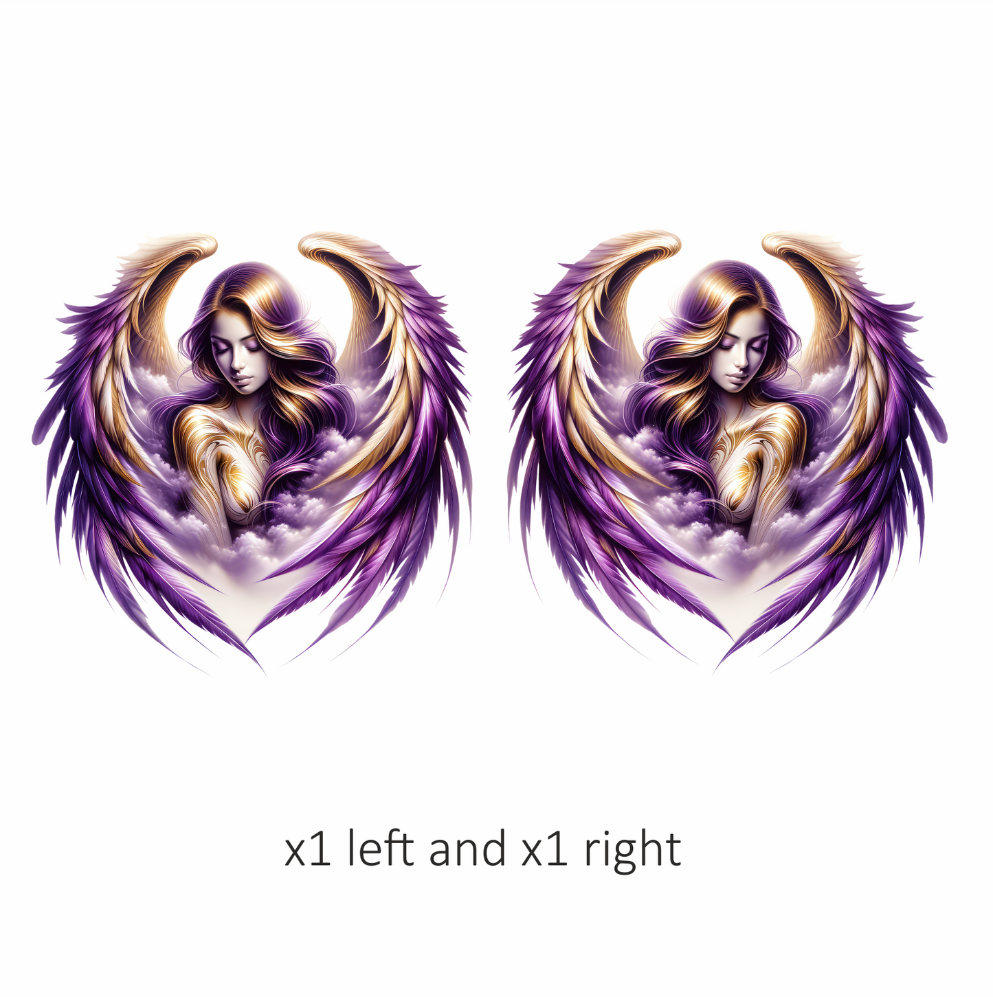 Angel Woman With Purple Wings Vinyl Sticker Decal.