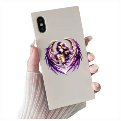 Angel Woman With Purple Wings Vinyl Sticker Decal.