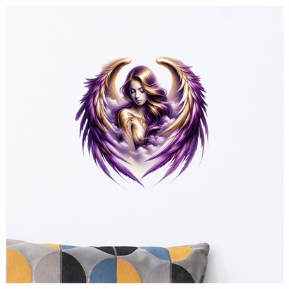 Angel Woman With Purple Wings Vinyl Sticker Decal.