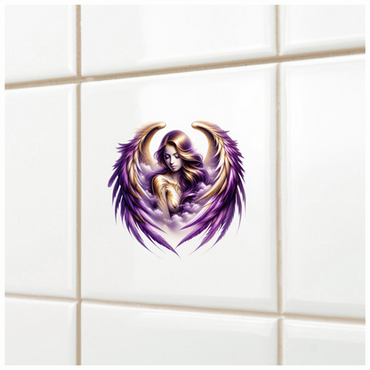 Angel Woman With Purple Wings Vinyl Sticker Decal.