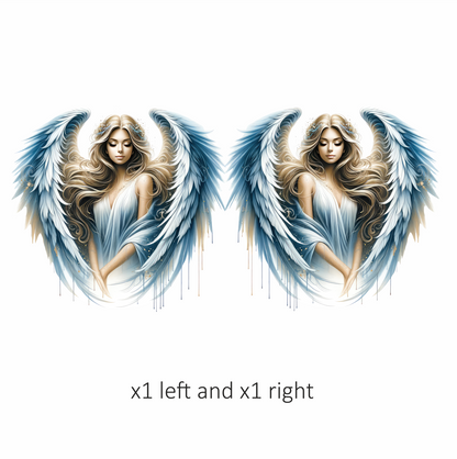 Angel Woman With Blue Wings Vinyl Sticker Decal.