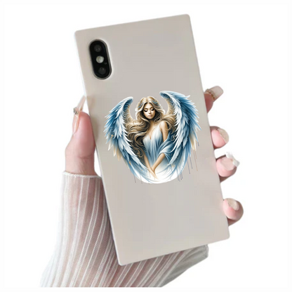 Angel Woman With Blue Wings Vinyl Sticker Decal.
