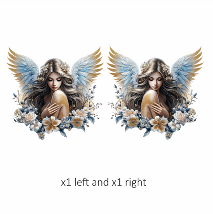 Angel Woman With Blue Wings Vinyl Sticker Decal.