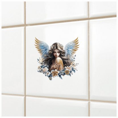 Angel Woman With Blue Wings Vinyl Sticker Decal.