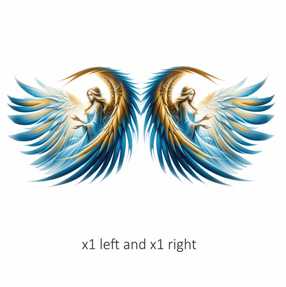 Angel With Blue Wings Gracefully Flying Vinyl Sticker Decal.