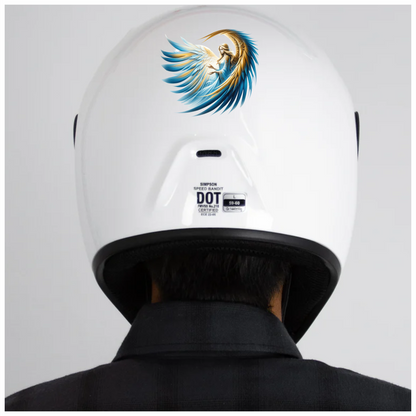 Angel With Blue Wings Gracefully Flying Vinyl Sticker Decal.