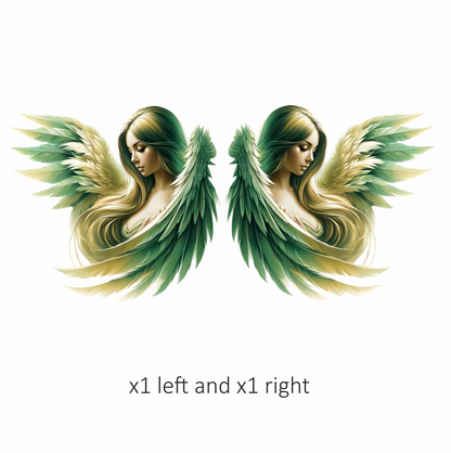 Green Winged Angelic Woman Artwork Vinyl Sticker Decal