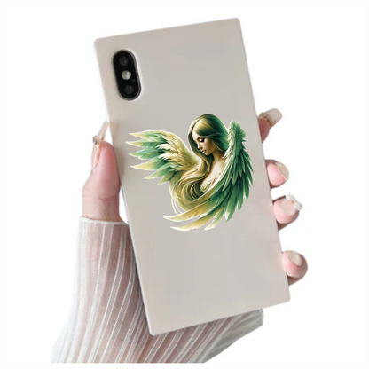 Green Winged Angelic Woman Artwork Vinyl Sticker Decal