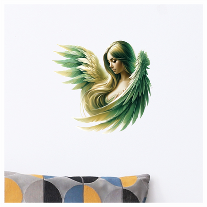 Green Winged Angelic Woman Artwork Vinyl Sticker Decal