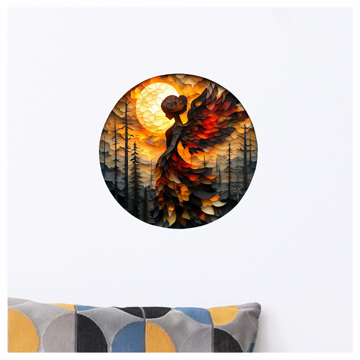 Red Winged Silhouette Sunset Art Vinyl Sticker Decal