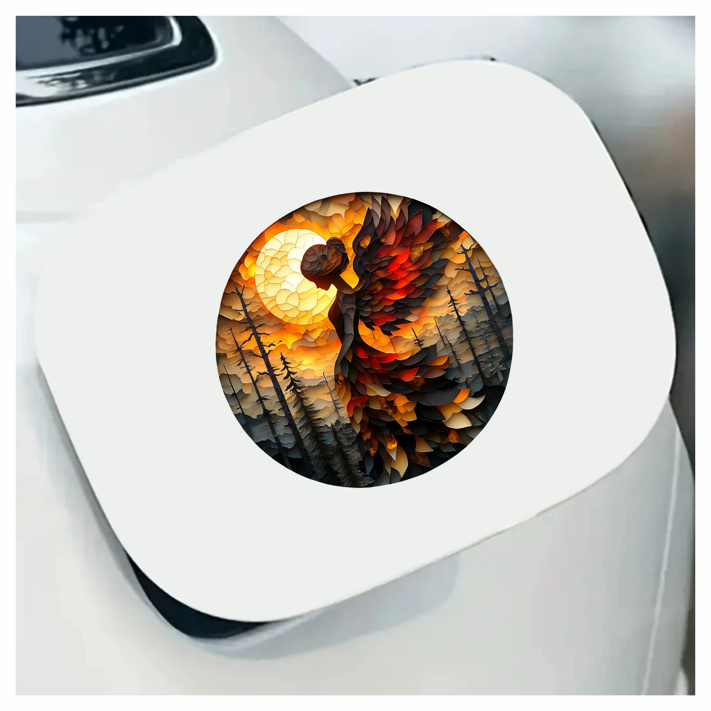 Red Winged Silhouette Sunset Art Vinyl Sticker Decal