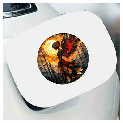 Red Winged Silhouette Sunset Art Vinyl Sticker Decal