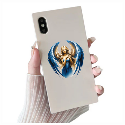 Blue Winged Angelic Woman Artwork Vinyl Sáticker Decal