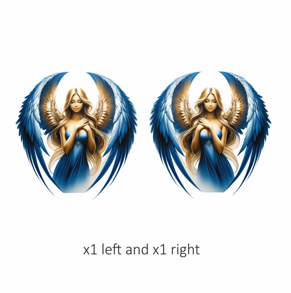 Blue Winged Angelic Woman Artwork Vinyl Sáticker Decal