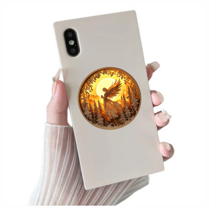 Golden Angel Silhouette Forest Sunset Vinyl Sticker Decal