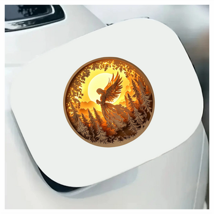 Golden Angel Silhouette Forest Sunset Vinyl Sticker Decal