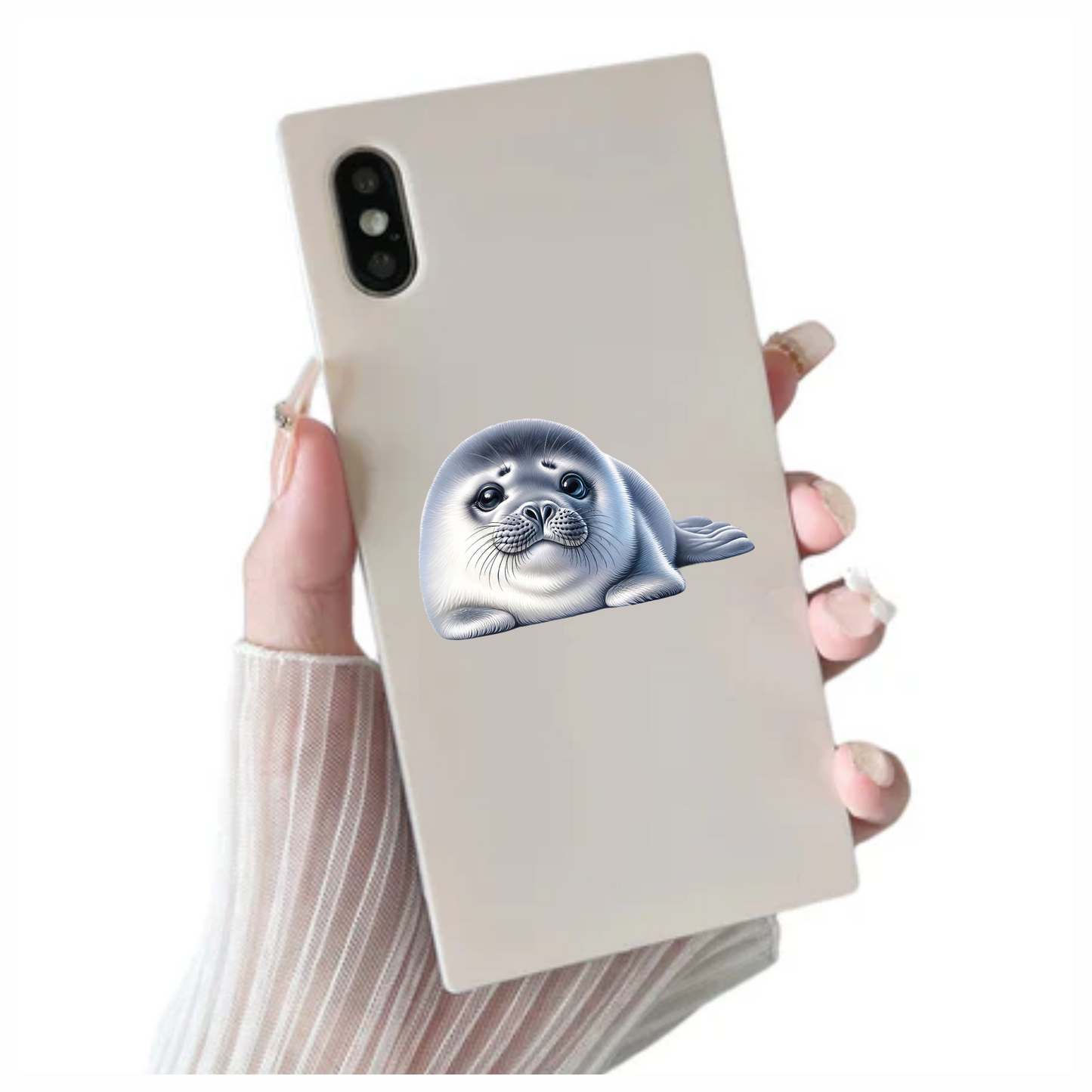 White Baby Harp Seal Relaxed Vinyl Sticker Decal