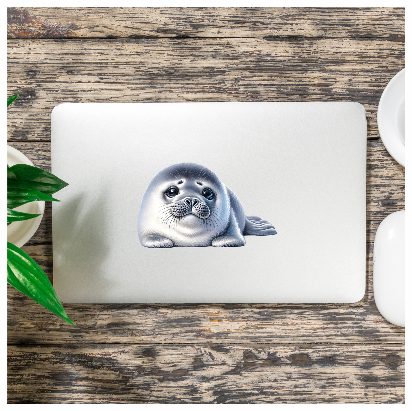 White Baby Harp Seal Relaxed Vinyl Sticker Decal