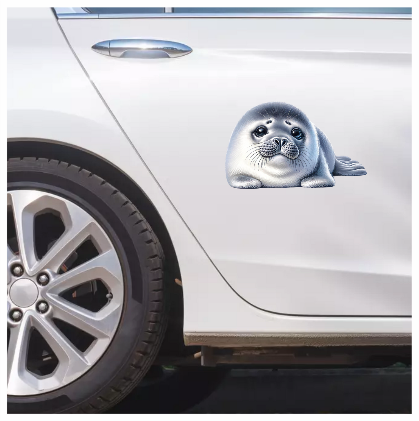 White Baby Harp Seal Relaxed Vinyl Sticker Decal